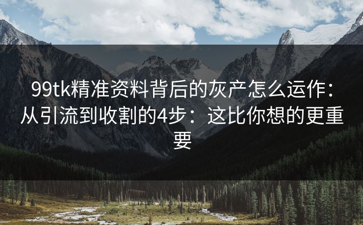 99tk精准资料背后的灰产怎么运作：从引流到收割的4步：这比你想的更重要