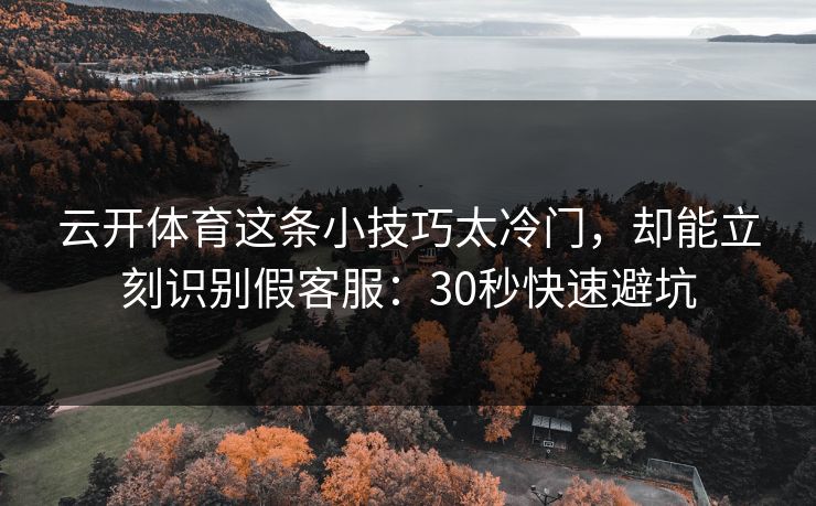 云开体育这条小技巧太冷门，却能立刻识别假客服：30秒快速避坑