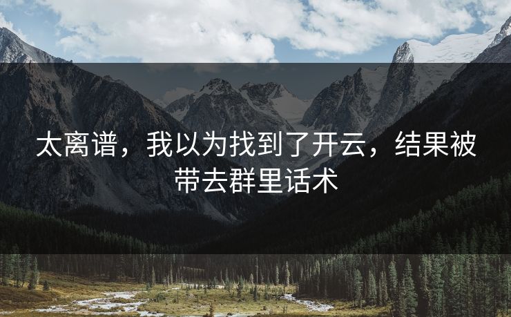 太离谱，我以为找到了开云，结果被带去群里话术