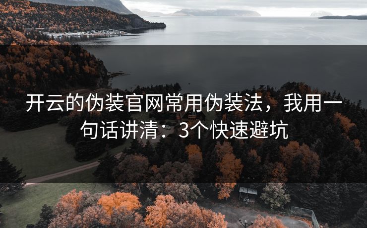 开云的伪装官网常用伪装法，我用一句话讲清：3个快速避坑