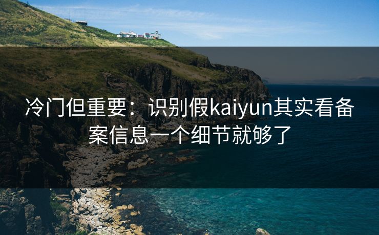 冷门但重要：识别假kaiyun其实看备案信息一个细节就够了