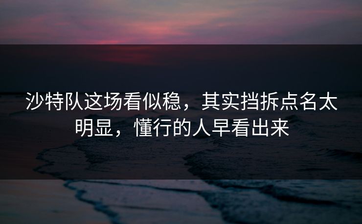 沙特队这场看似稳，其实挡拆点名太明显，懂行的人早看出来