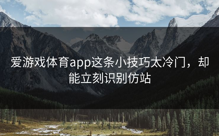 爱游戏体育app这条小技巧太冷门，却能立刻识别仿站