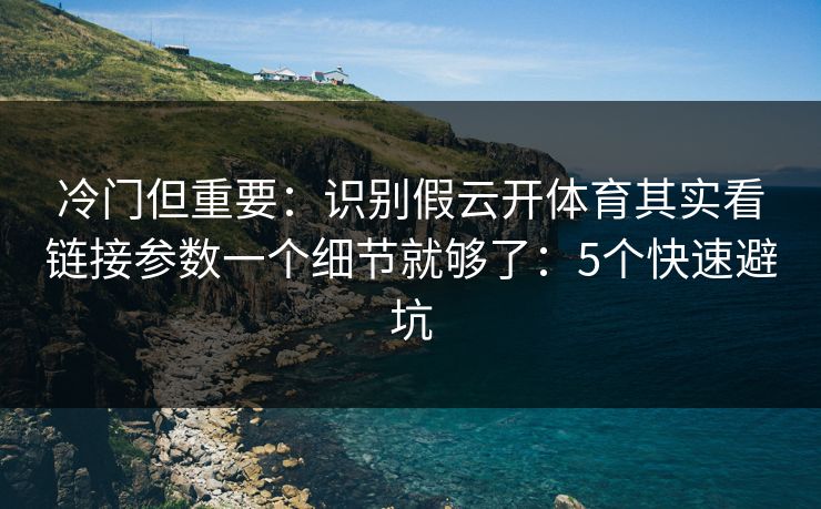 冷门但重要：识别假云开体育其实看链接参数一个细节就够了：5个快速避坑
